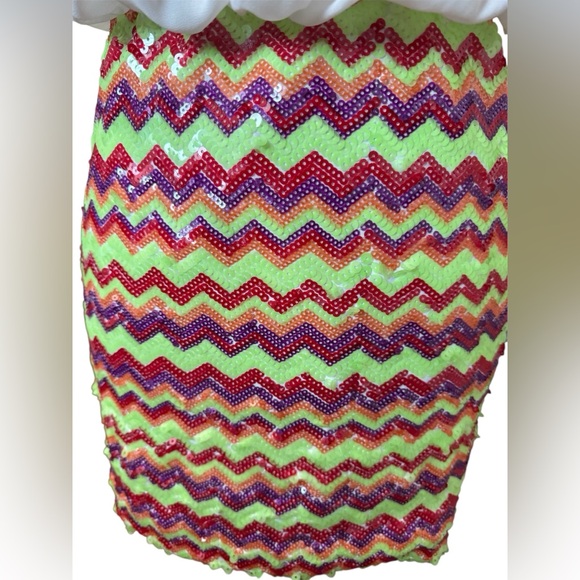 Sequin Hearts Blouson Dress with Multicolor Chevron Sequins- Size Medium - Picture 2 of 11